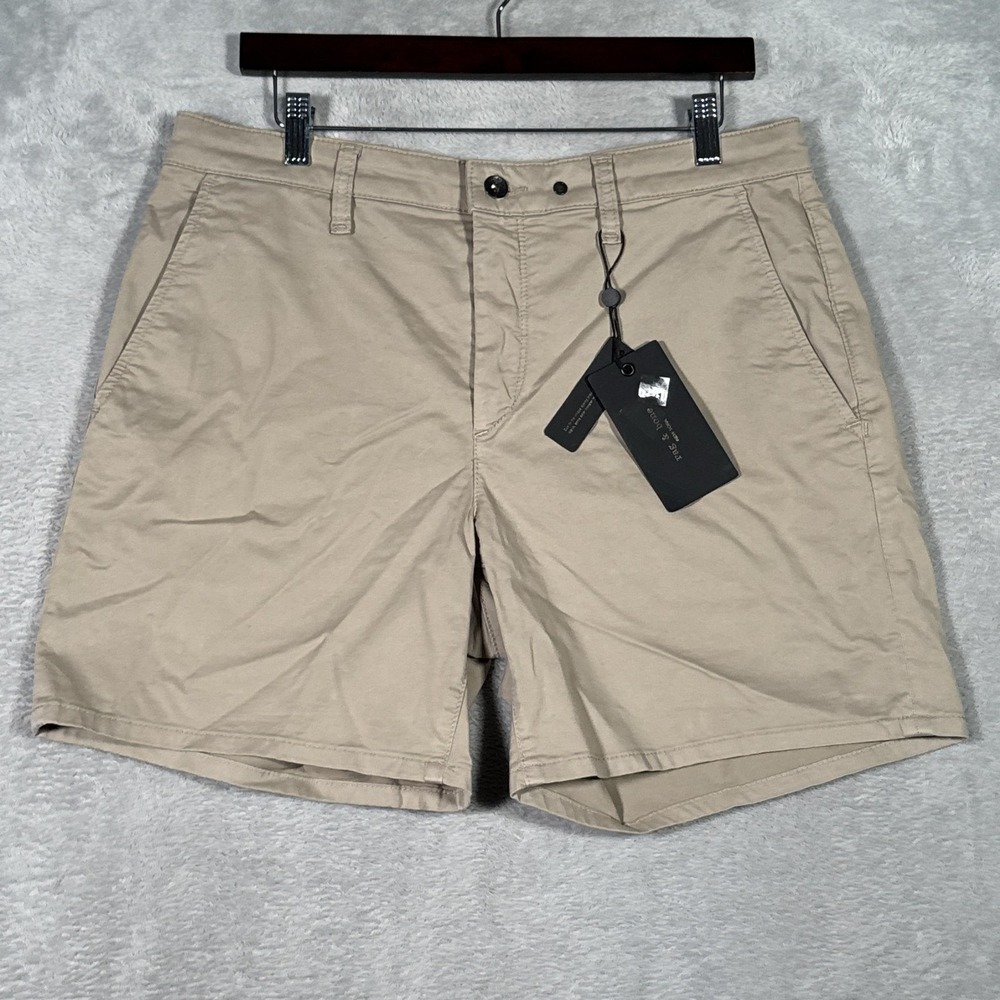 Rag & Bone Shorts Mens 33 Leaf Grey Standard Chino 8 Inch Stretch Casual